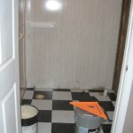 Bathroom renovation in progress for final residents bedroom